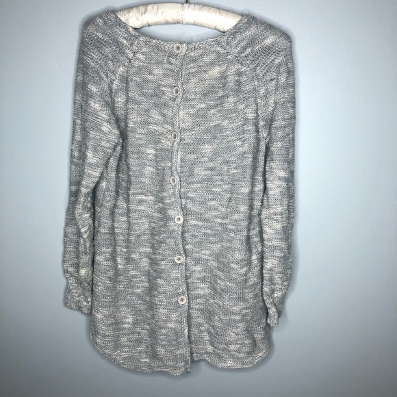 ANTHRO Sparrow Slub Back Button Gray Sweater - Picture 8 of 8